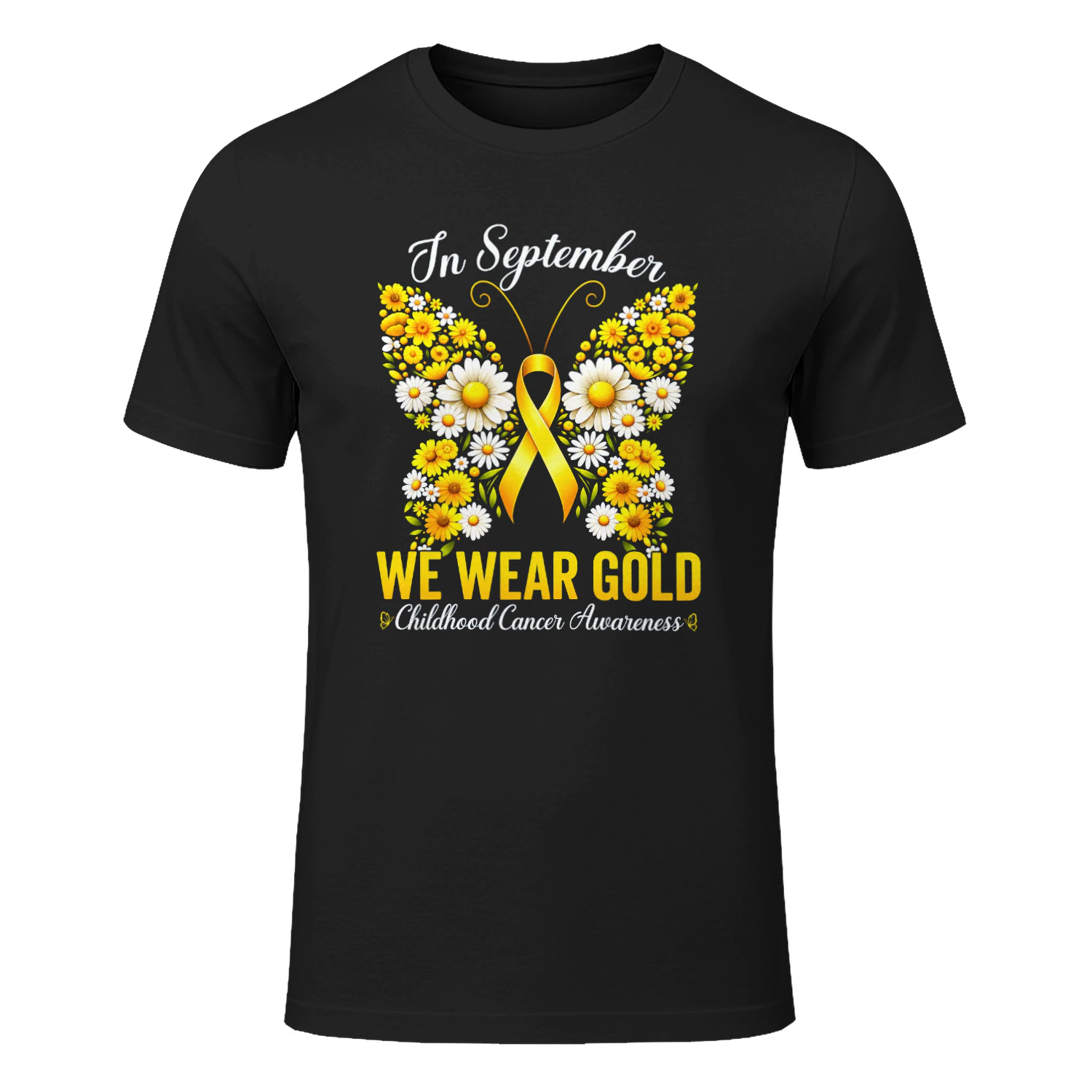 Retro I Wear Gold for Childhood Cancer Awareness Butterfly