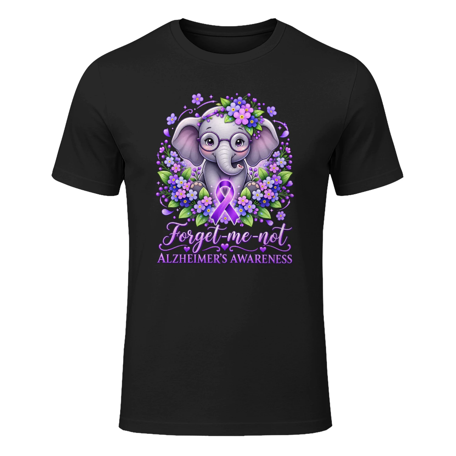 Elephant Purple Ribbon Forget Me Not Alzheimer’s Awareness