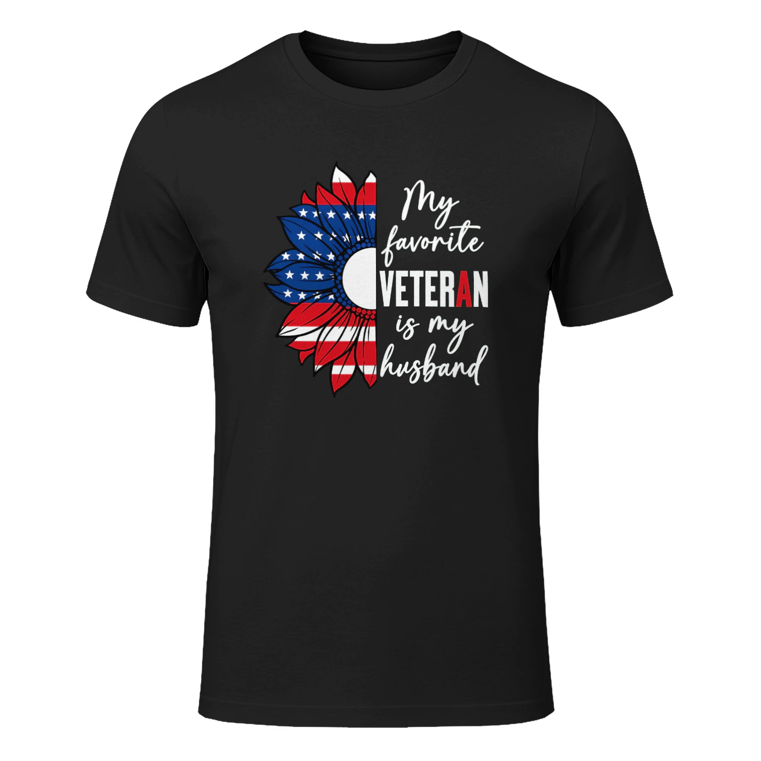 My Favorite Veteran Is My Husband Sunflower American Flag