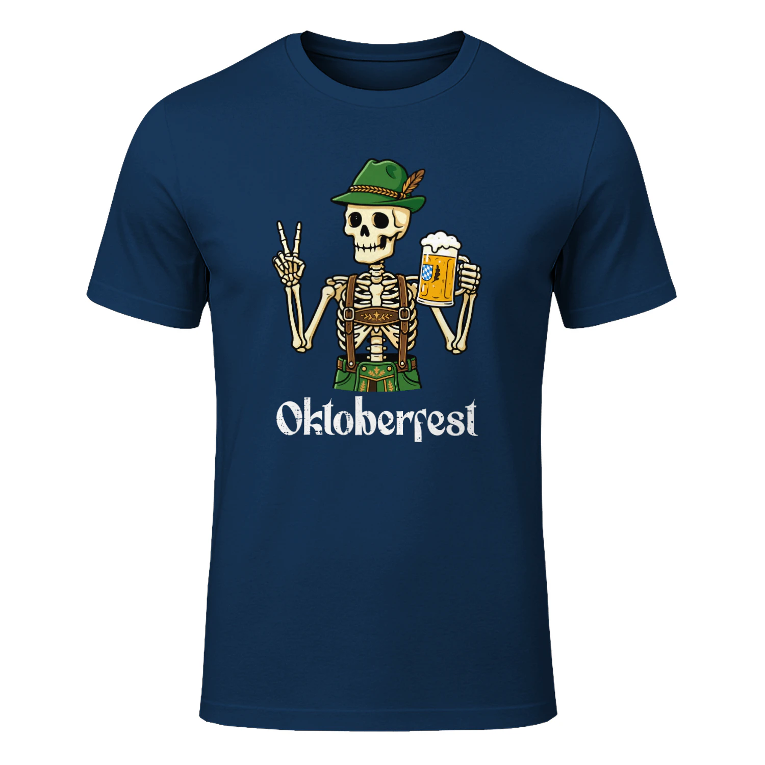 Oktoberfest Skeleton Lederhosen Peace Funny German