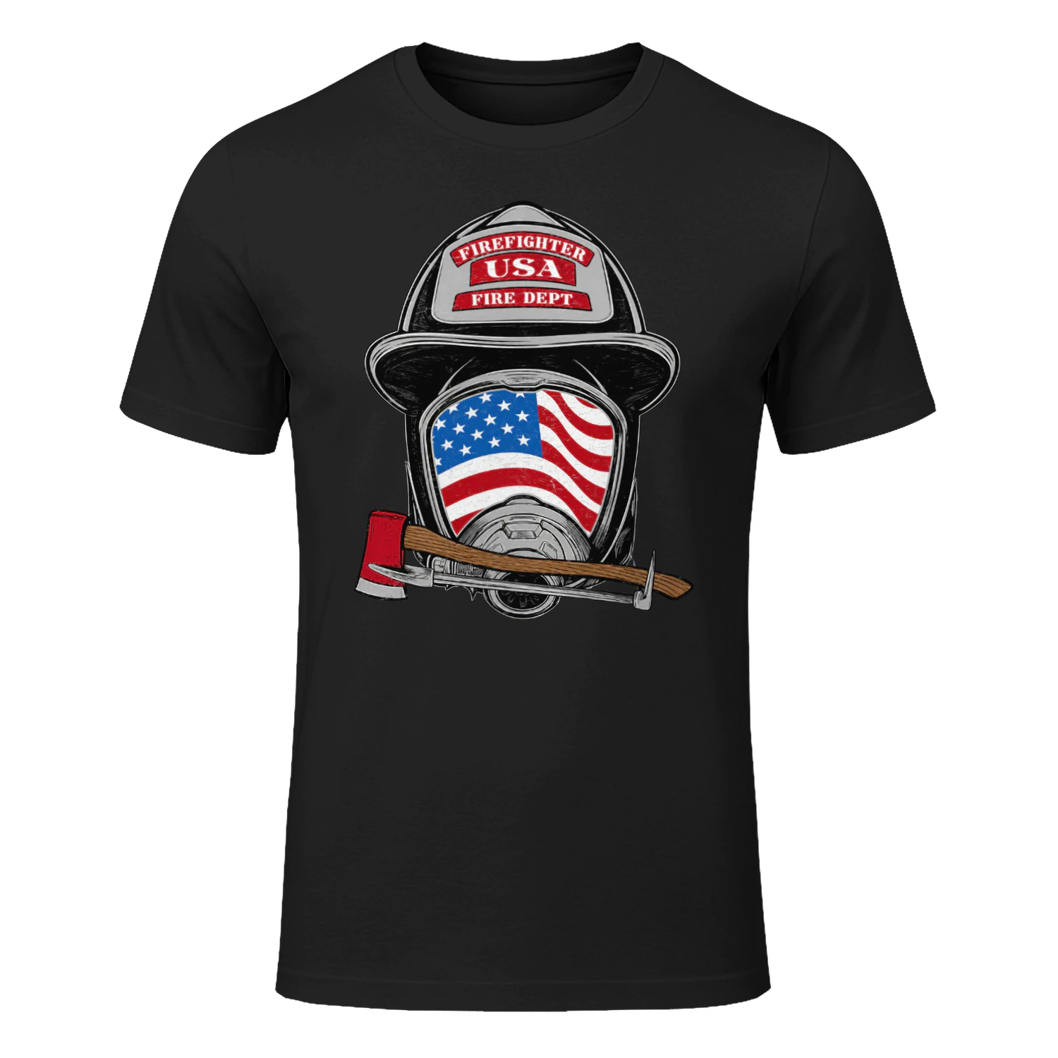 Firefighter Fireman Helmet American Flag Usa Vintage Graphic Firefighter