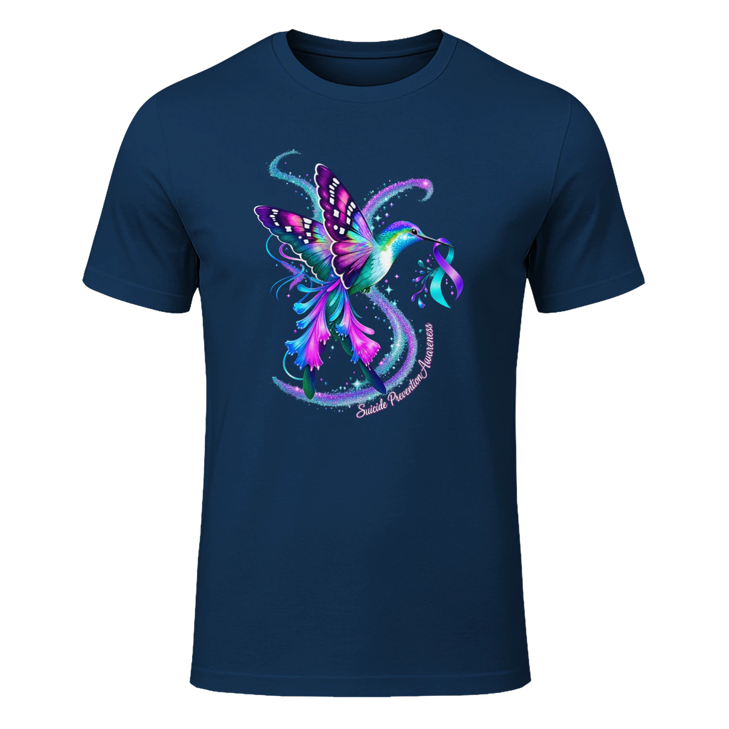 Hummingbird Purple Blue Ribbon Suicide Prevention Awareness