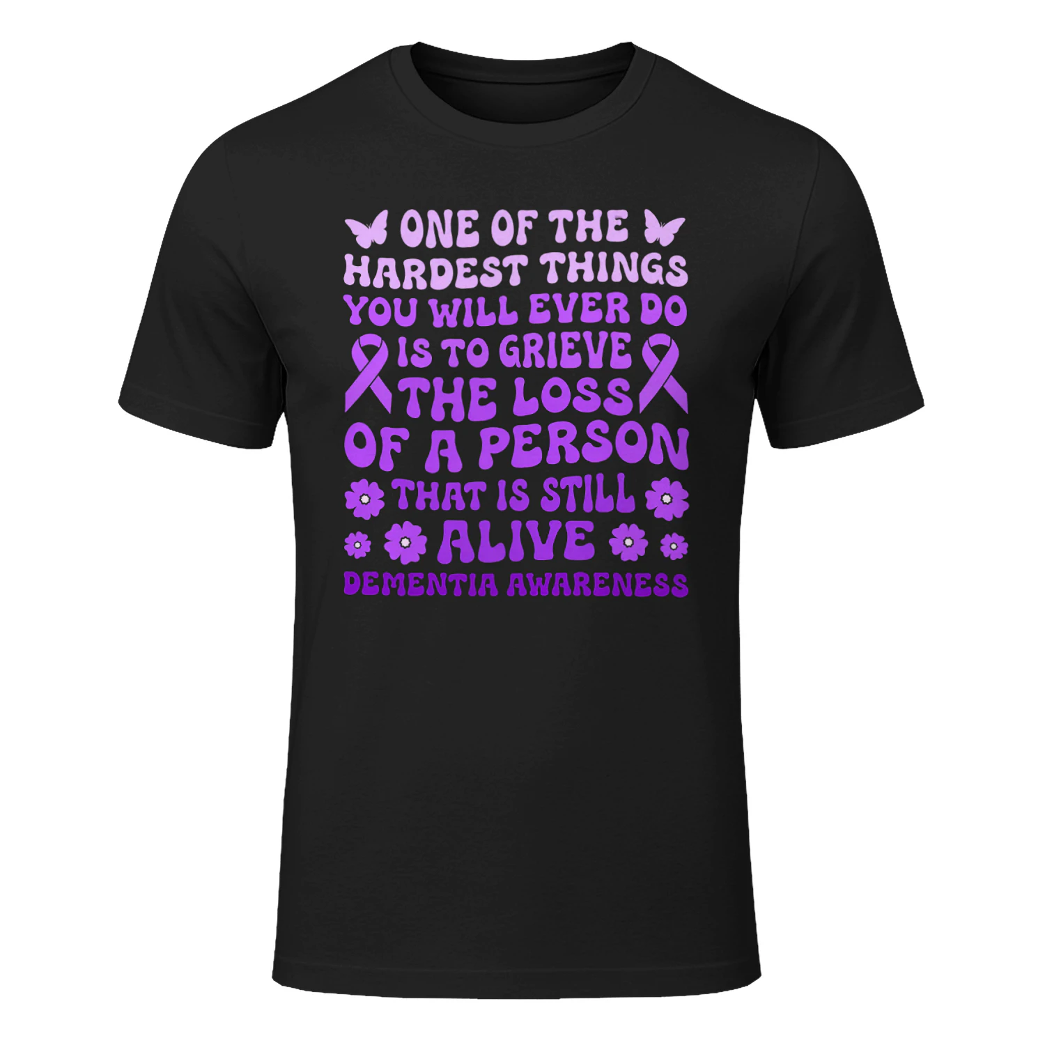 Dementia Alzheimers Awareness Women Purple Flower Butterfly