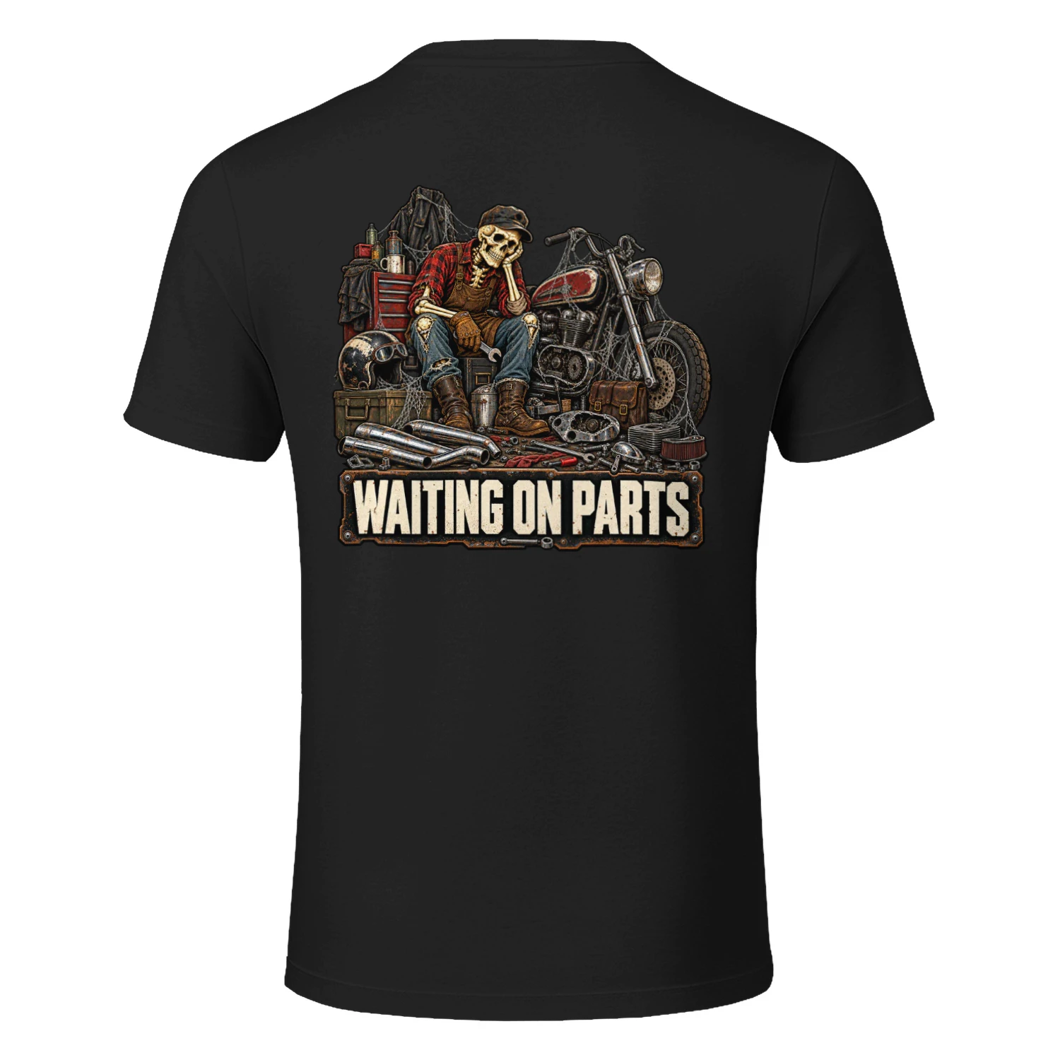 Waiting on parts motorcycle biker mechanic