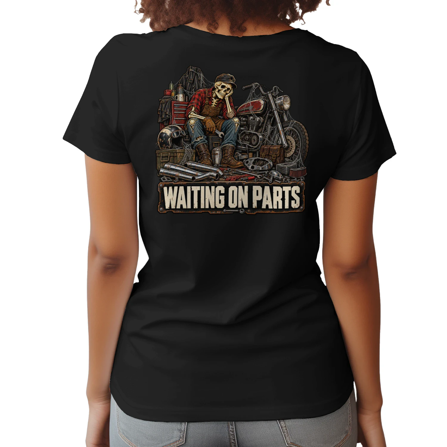 Waiting on parts motorcycle biker mechanic