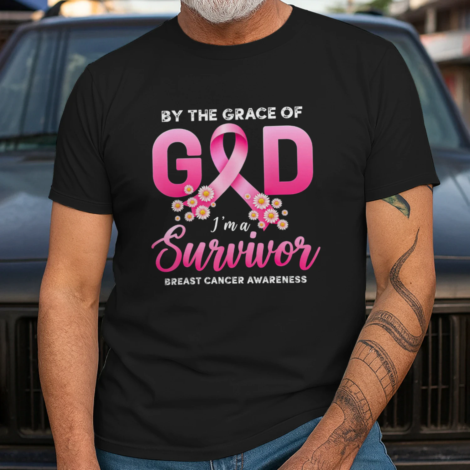 By The Grace of God I'm A Survivor Breast Cancer Awareness