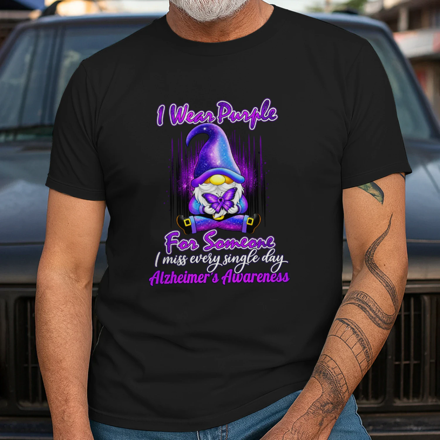 Alzheimer's Awareness Products I Wear Purple Ribbon Gnome