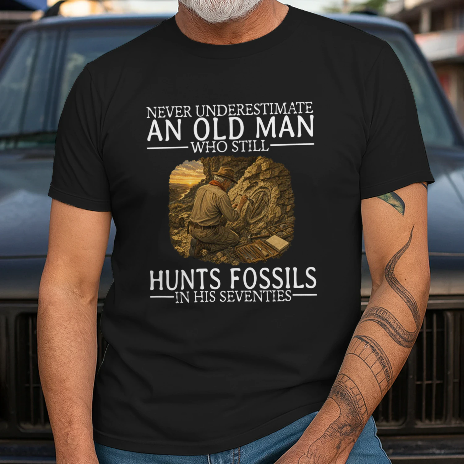 NEVER UNDERESTIMATE AN OLD MAN WHO STILL HUNTS FOSSILS IN HIS SEVENTIES