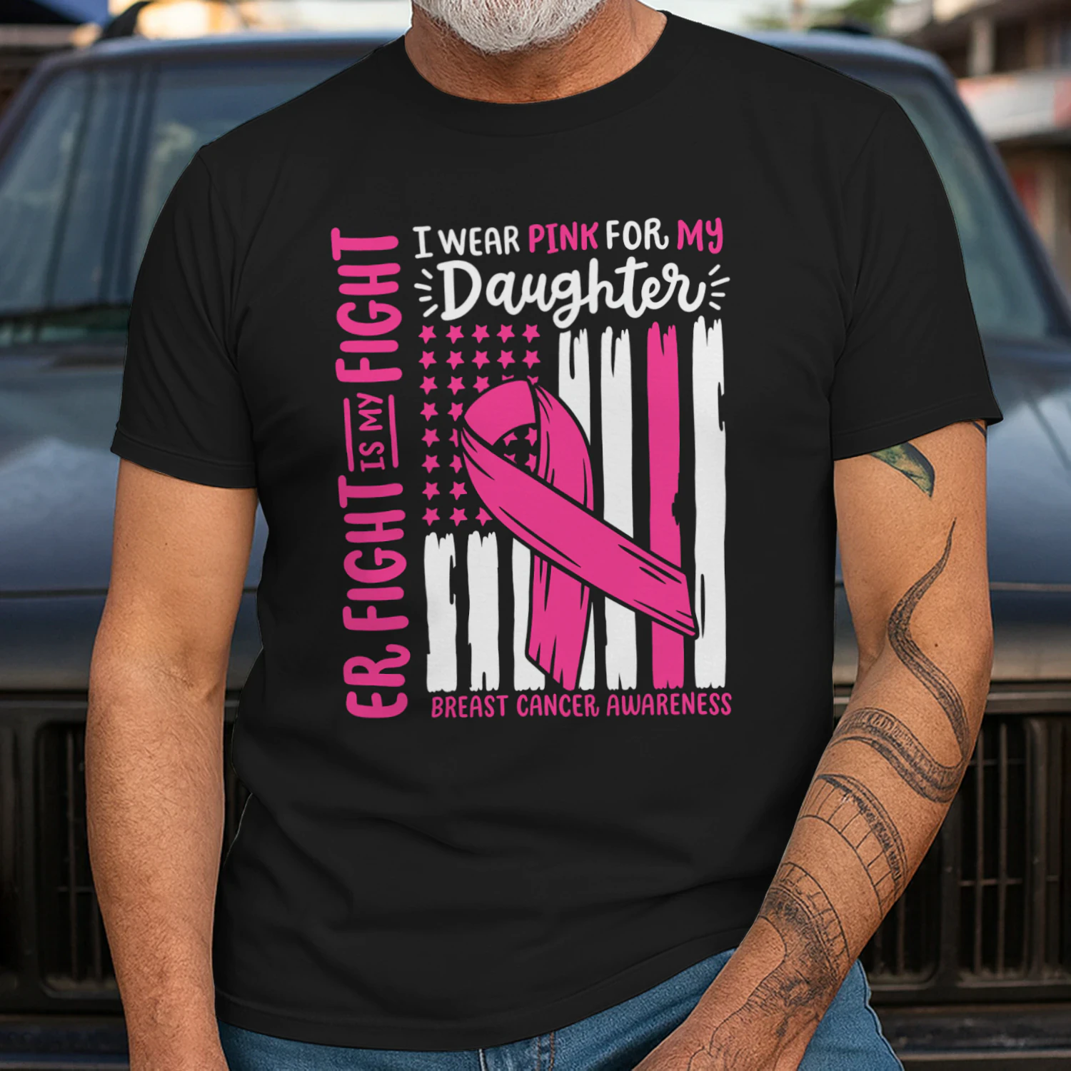 Breast Cancer Flag I Wear Pink Daughter Her Fight My Fight Breast Cancer