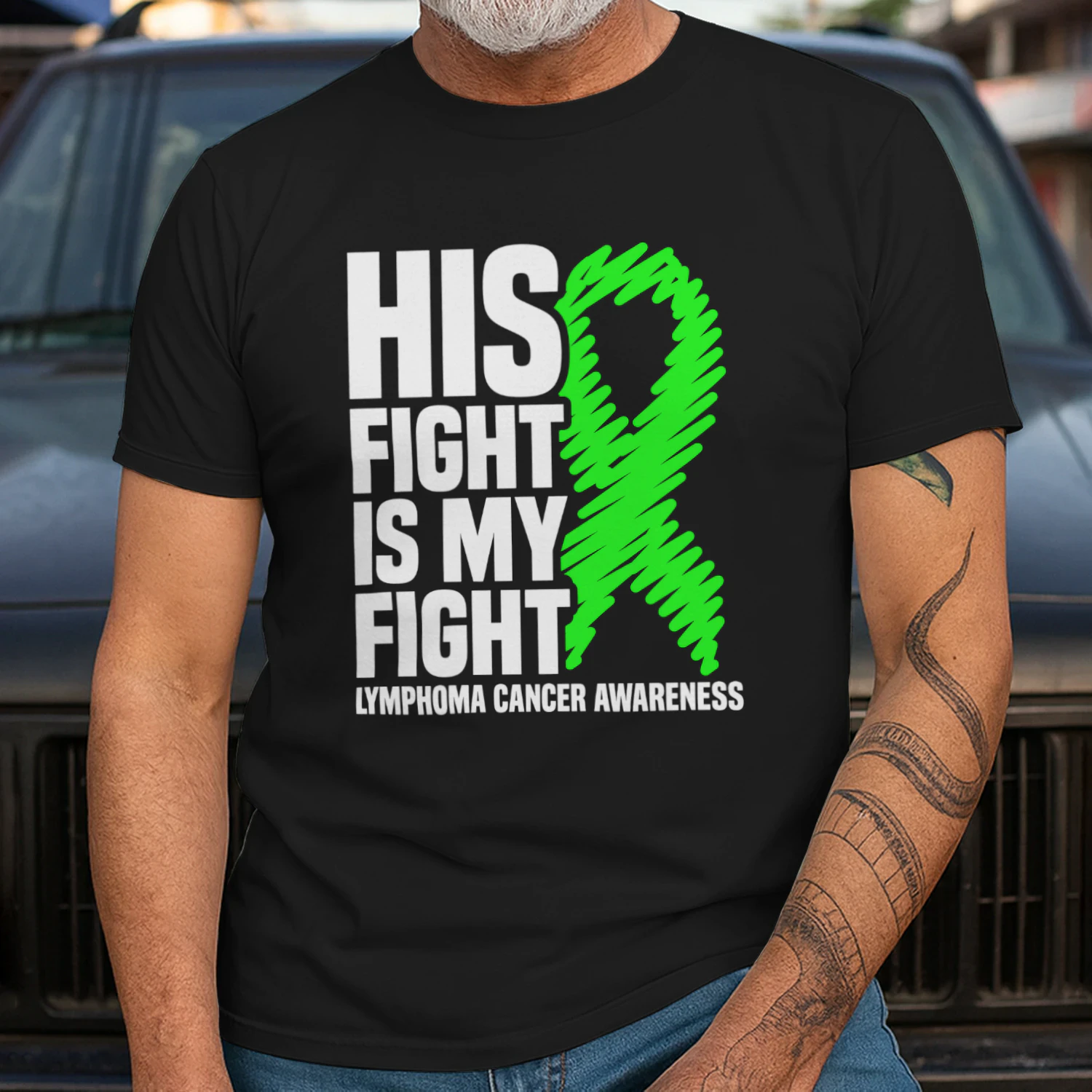 His Fight My Fight Green Ribbon Lymphoma Cancer Awareness