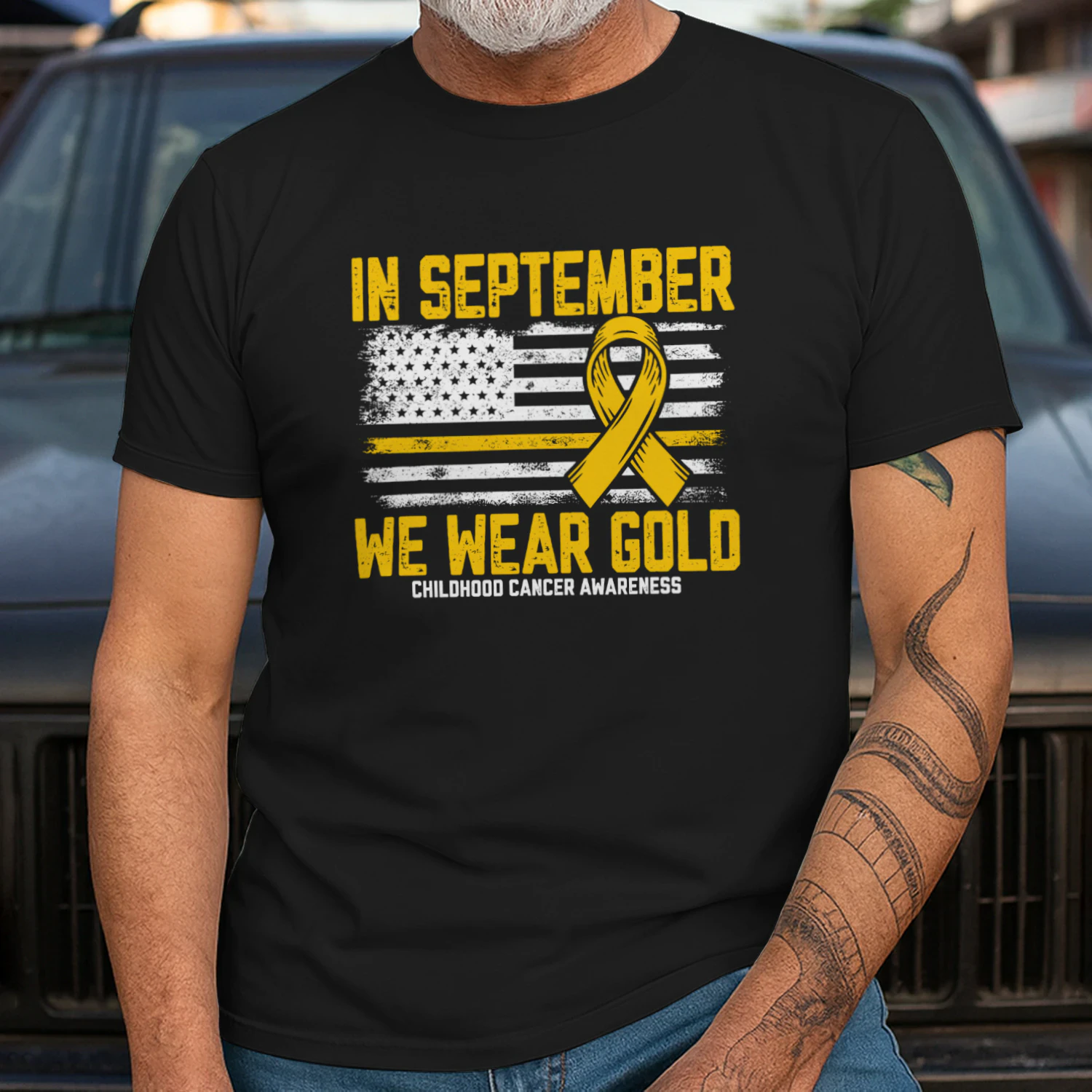 In September we Wear Gold Us Flag Childhood Cancer Awareness