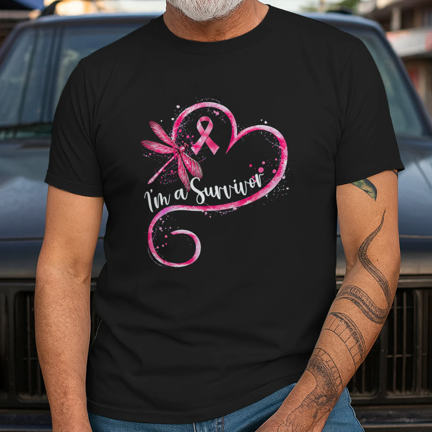I'm A Survivor Breast Cancer Awareness Dragonfly Heart