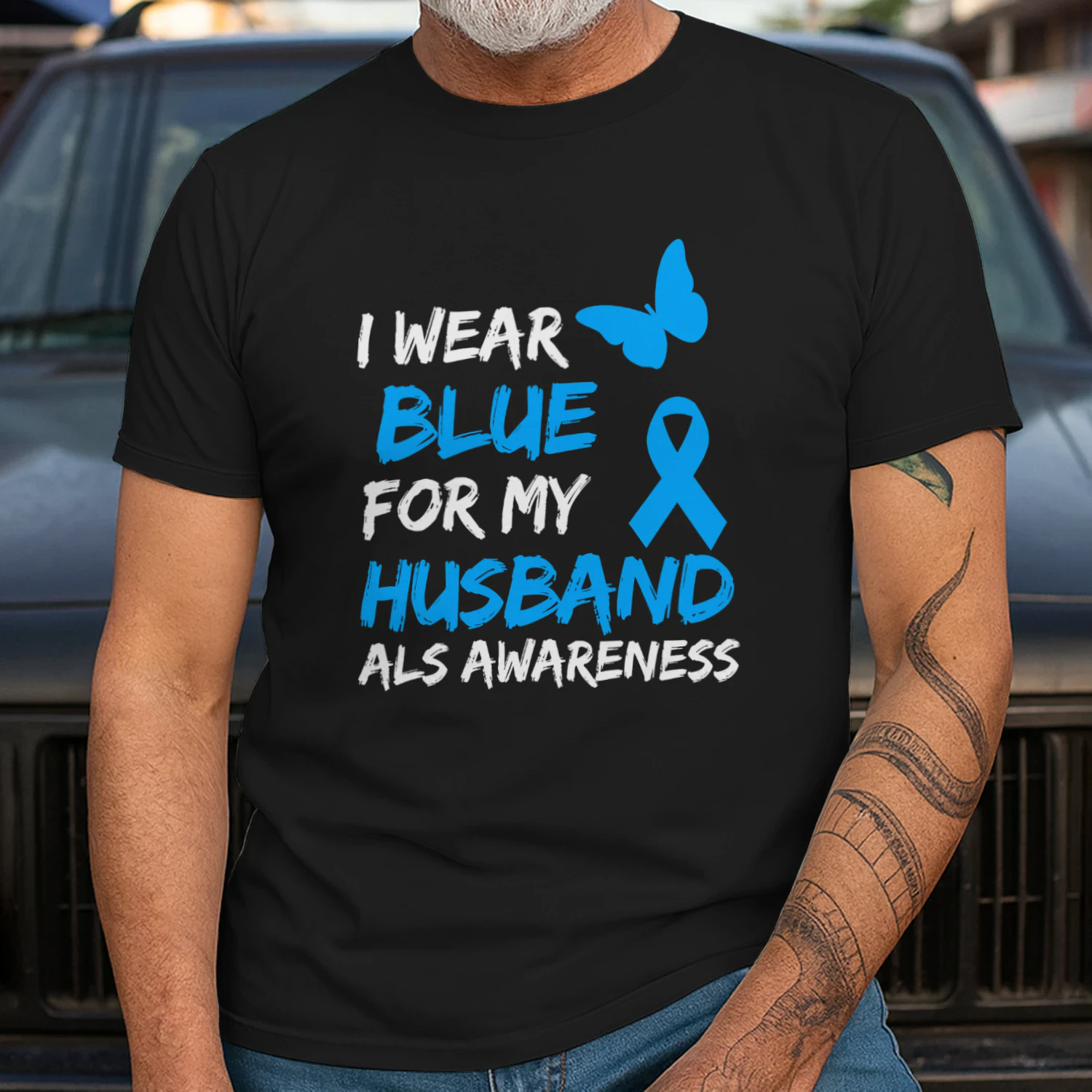 ALS Awareness I Wear Blue For My Husband