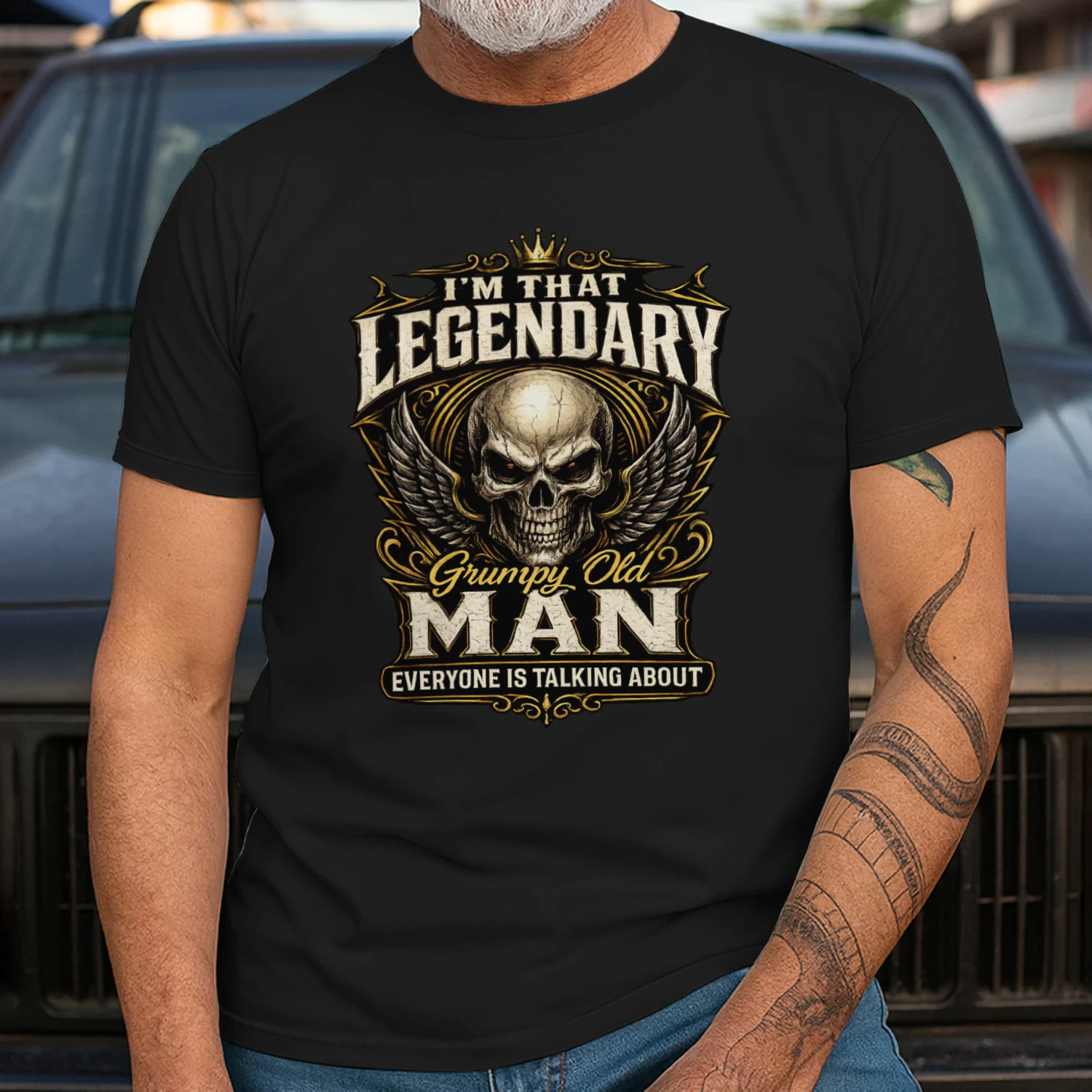 Im That Legendary Grumpy Old Man Biker Outfit Vintage Skull Biker
