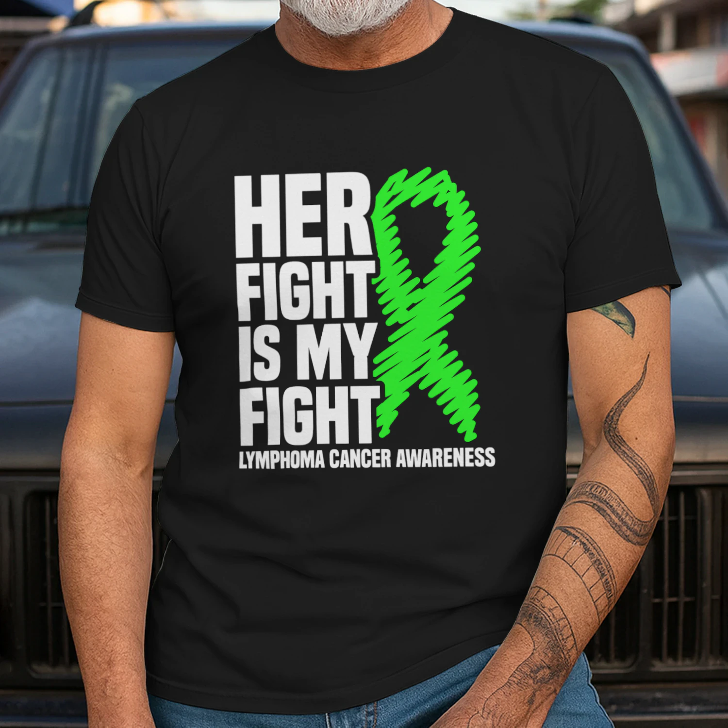 Her Fight My Fight Green Ribbon Lymphoma Cancer Awareness