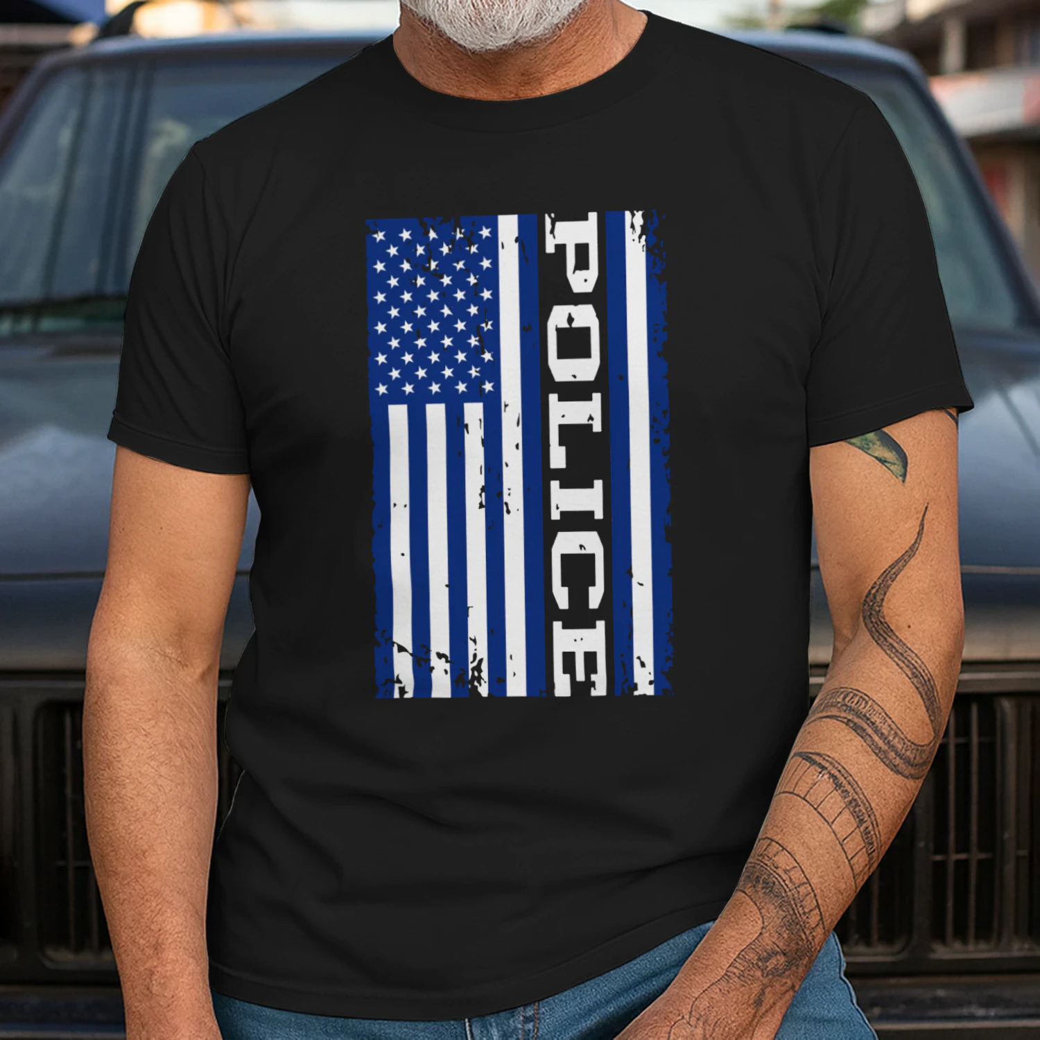 Police Officer Usa American Flag Graphic Police