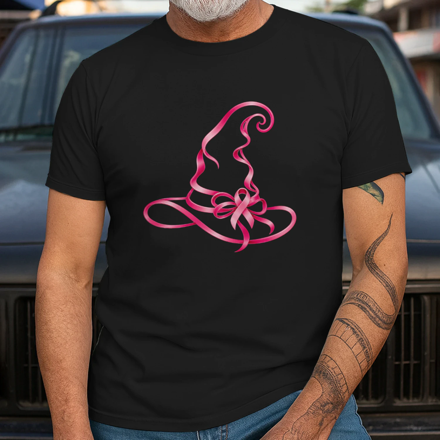 Pink Ribbon Witch Hat Breast Cancer Halloween
