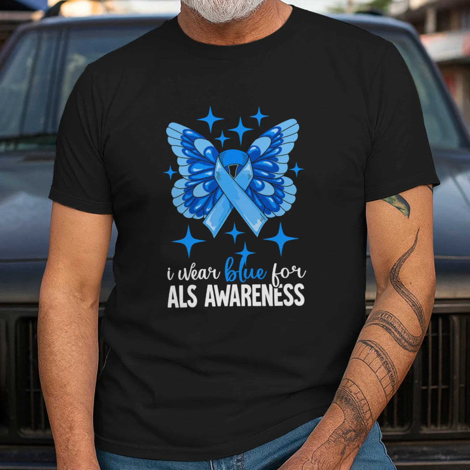 I Wear Blue For ALS Awareness