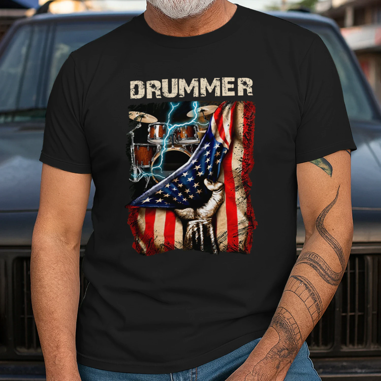 Drummer Patriotic USA Flag