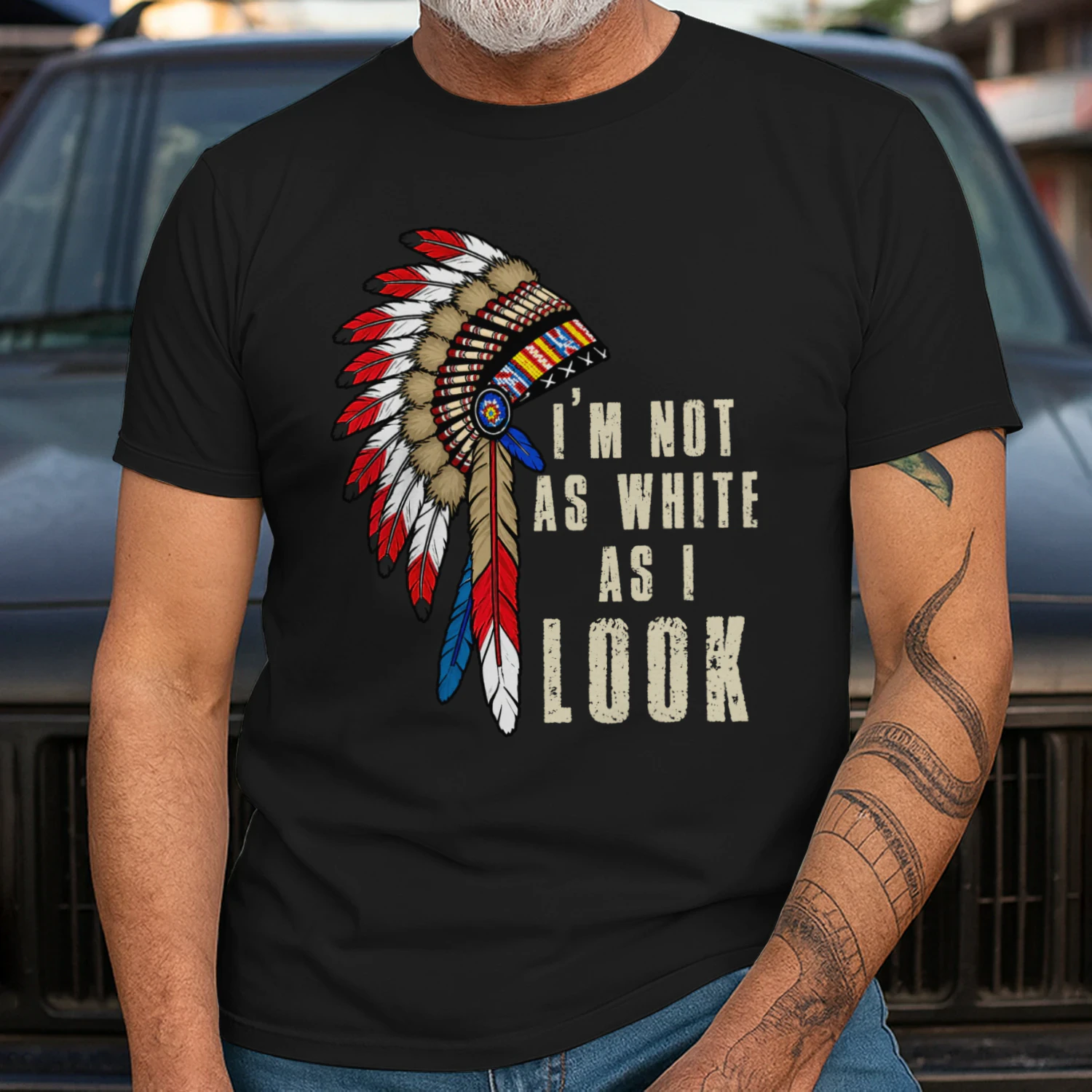Native Indian American Day Pride I_m Not As White As I Look