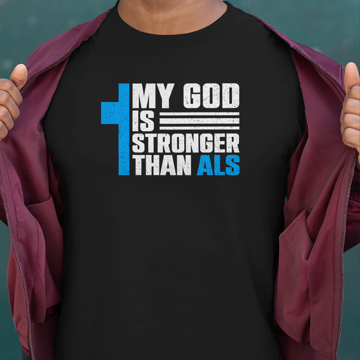 My God Is Stronger Than ALS ALS Awareness Month Ribbon