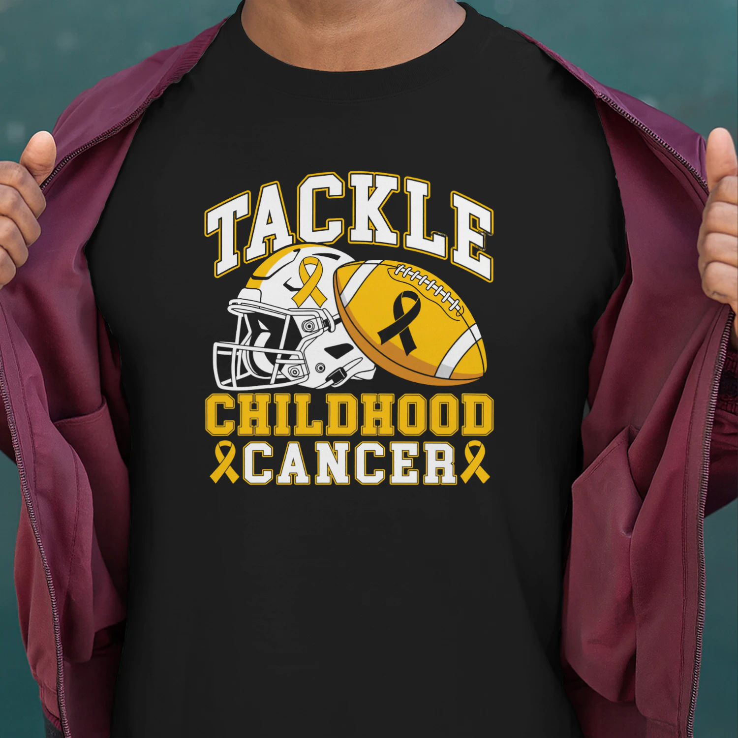 Tackle Childhood Cancer Awareness Football Gold Ribbon