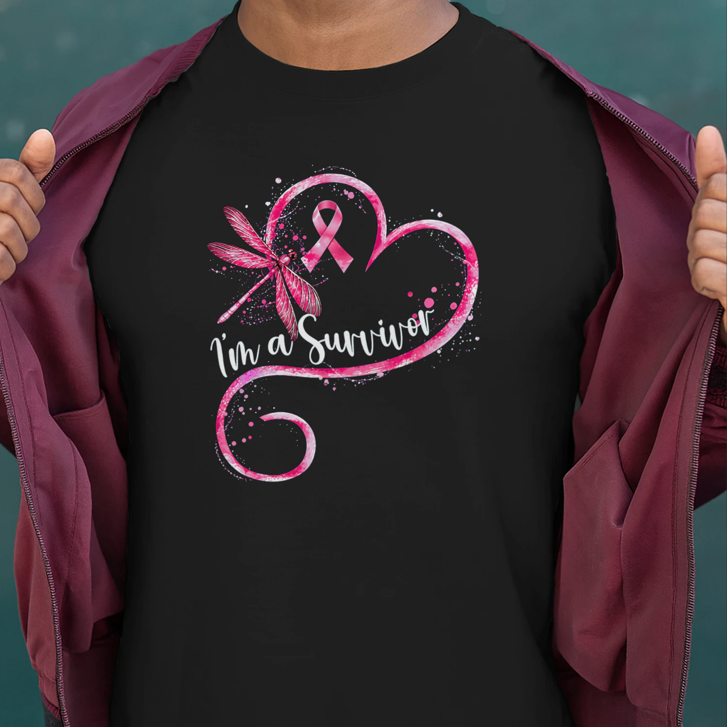 I'm A Survivor Breast Cancer Awareness Dragonfly Heart