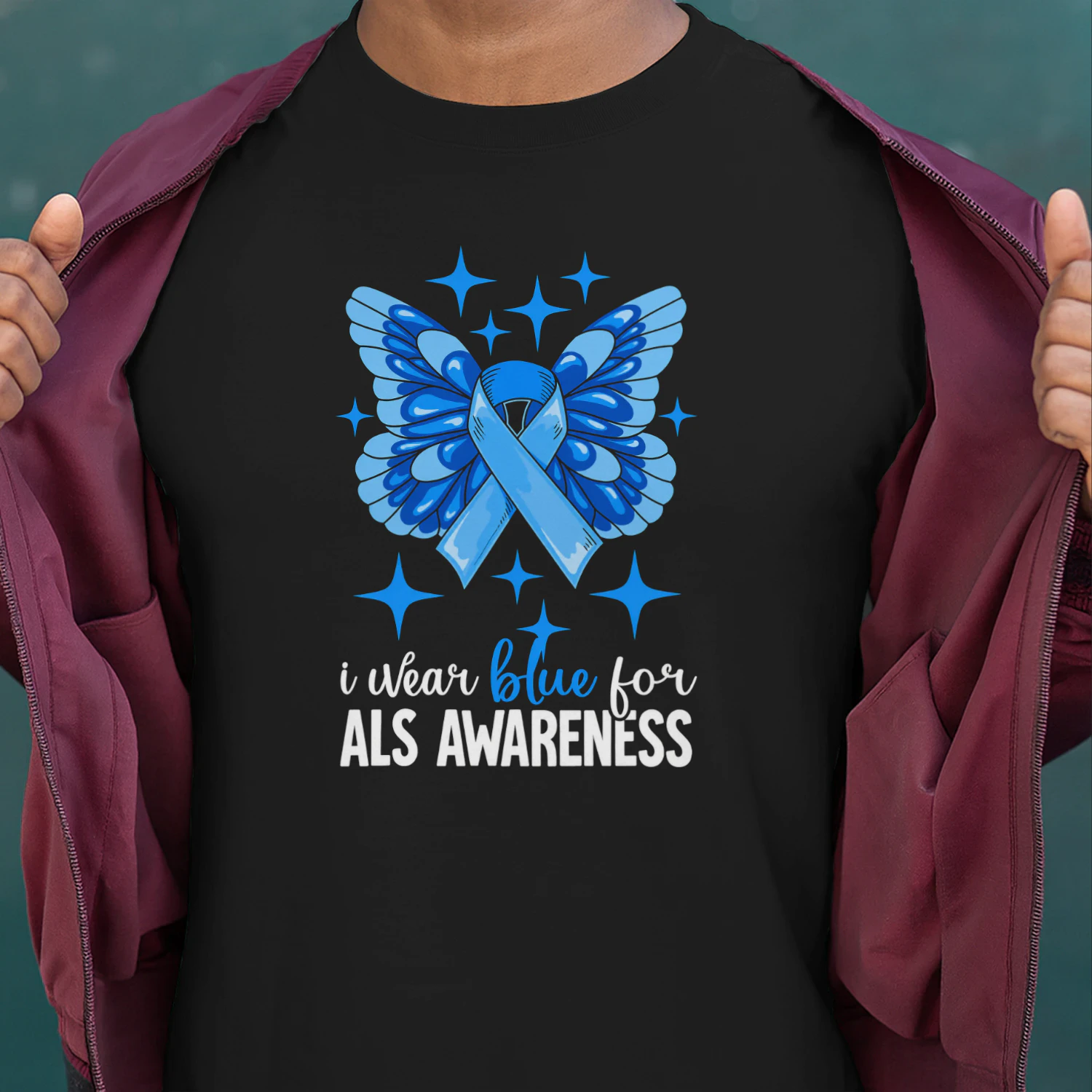 I Wear Blue For ALS Awareness