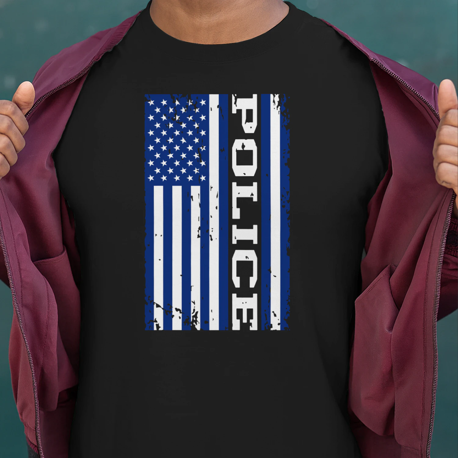 Police Officer Usa American Flag Graphic Police