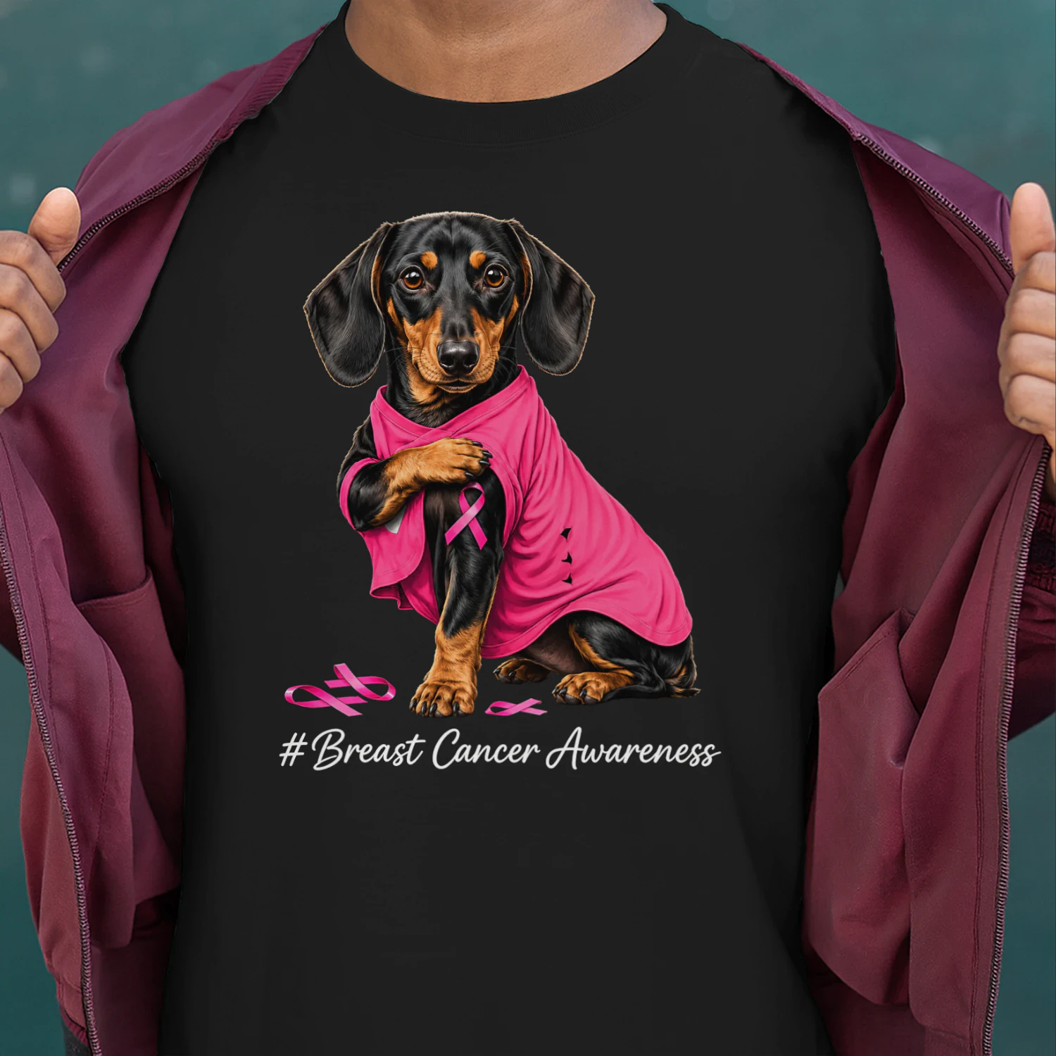 Dachshund Dog Breast Cancer Awareness