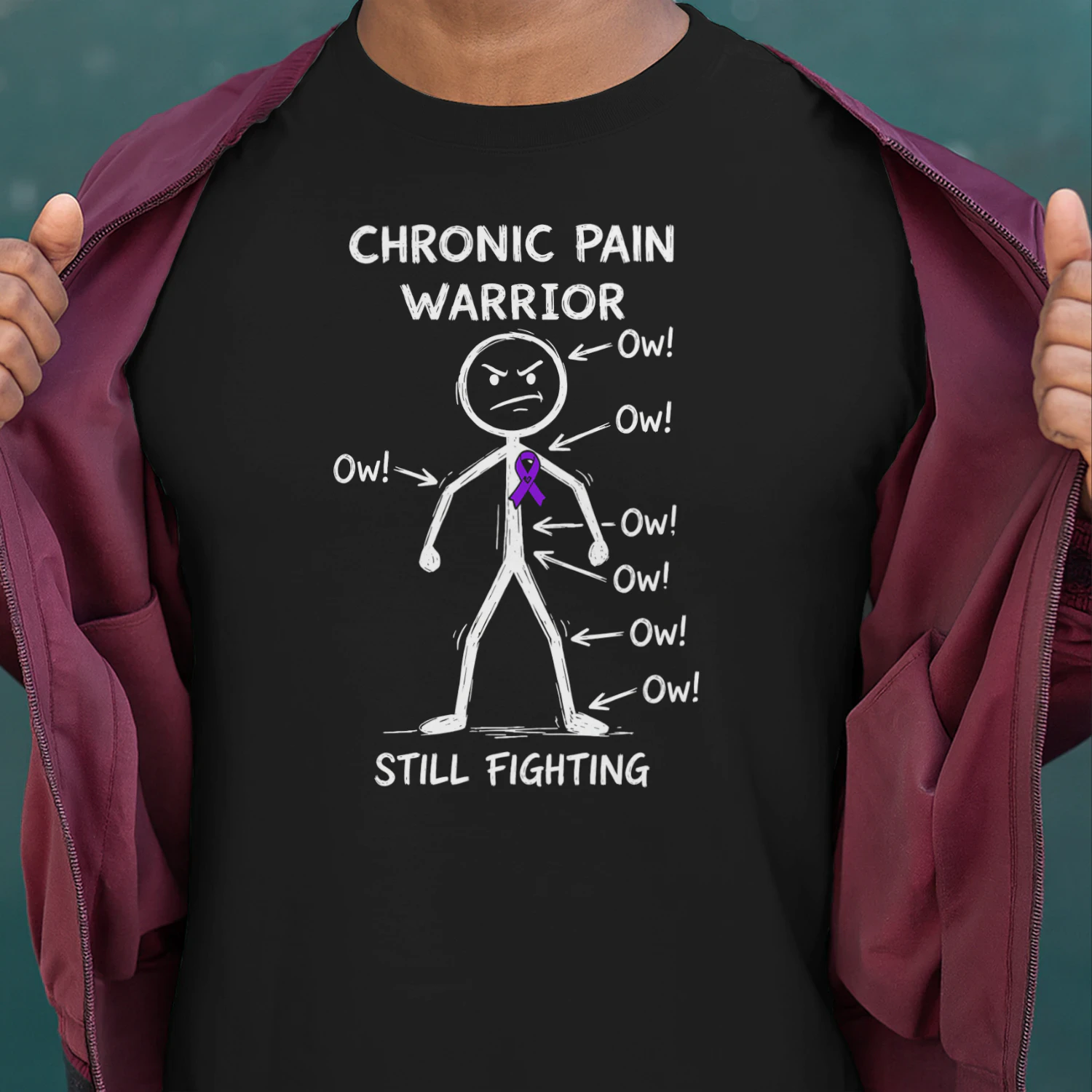 Chronic Pain Warrior Ow Ow Ow Fibromyalgia Awareness Gift Fibromyalgia