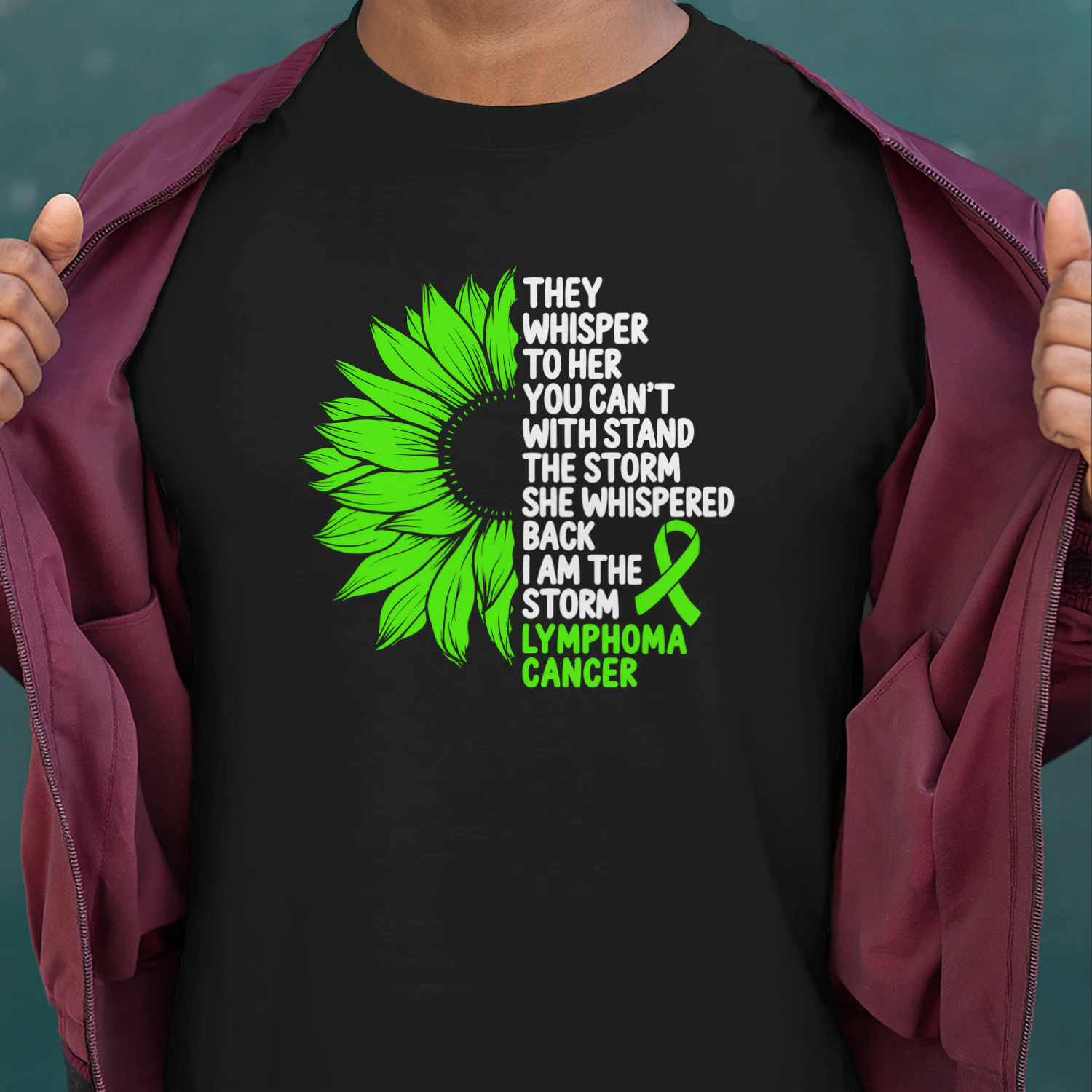 Lymphoma Cancer Awareness Green Ribbon I am the Storm