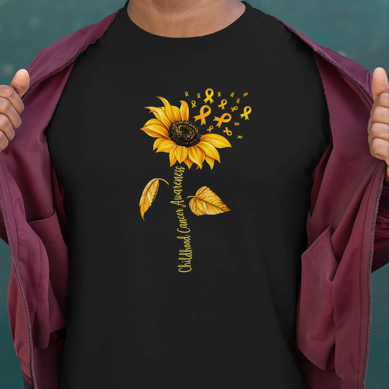 Support Childhood Cancer Awareness Sunflower Gold Ribbon