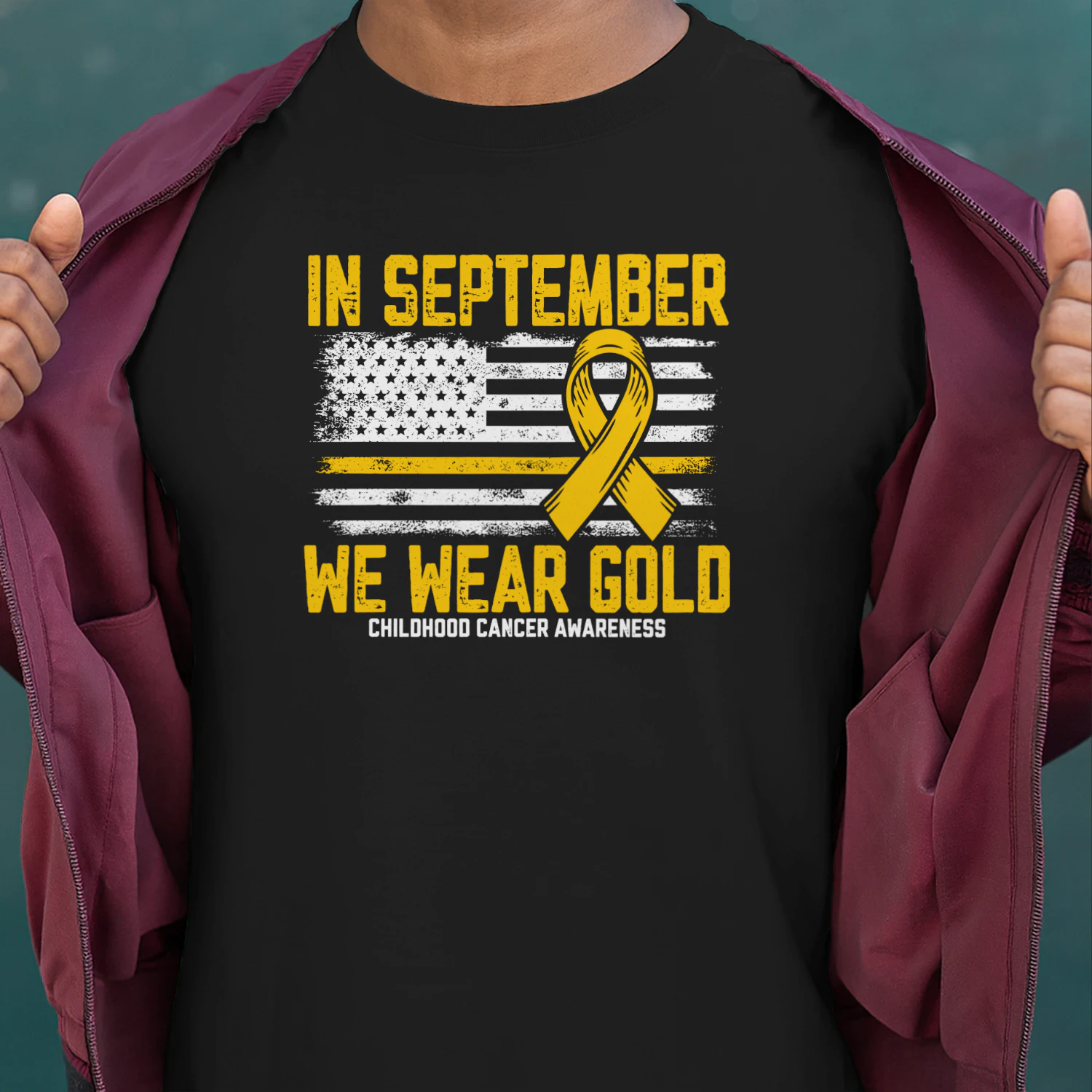 In September we Wear Gold Us Flag Childhood Cancer Awareness