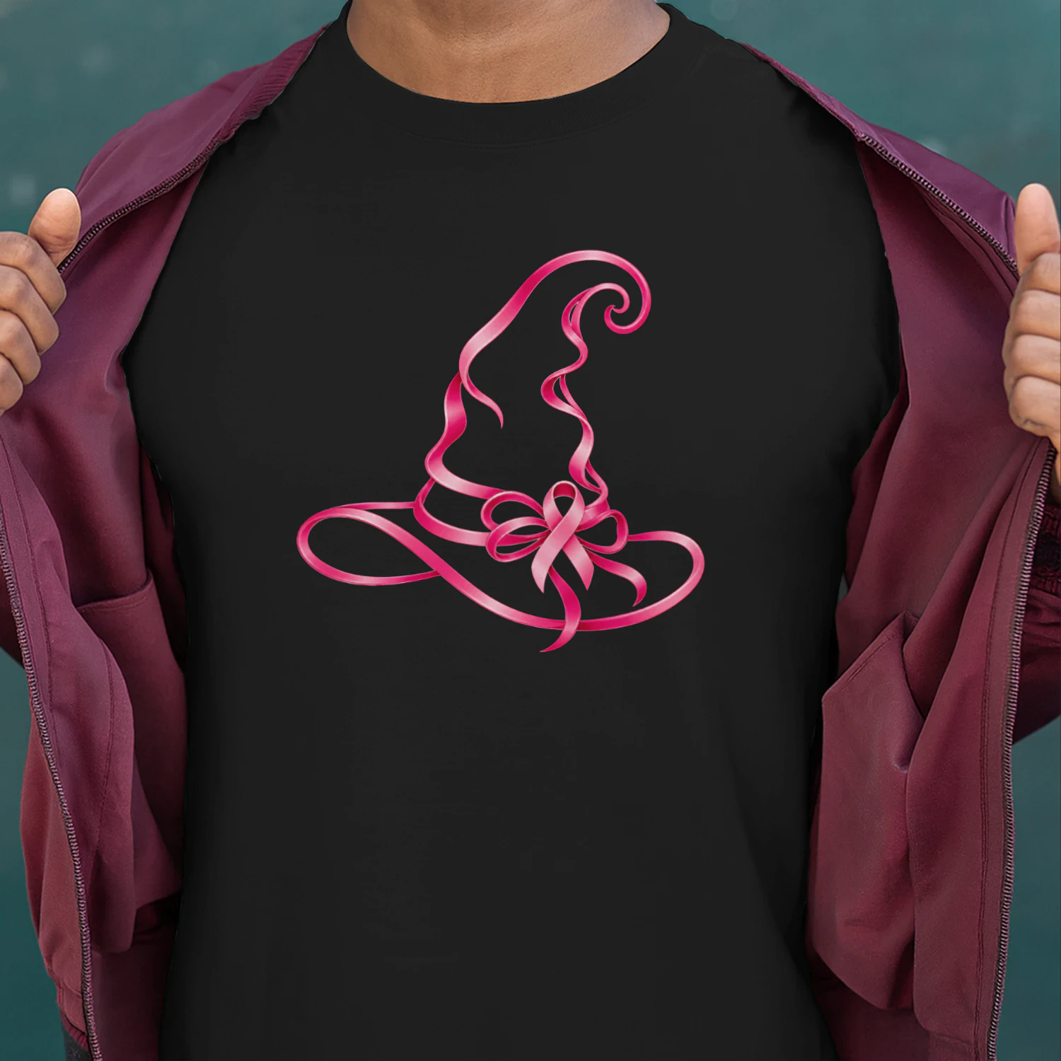 Pink Ribbon Witch Hat Breast Cancer Halloween