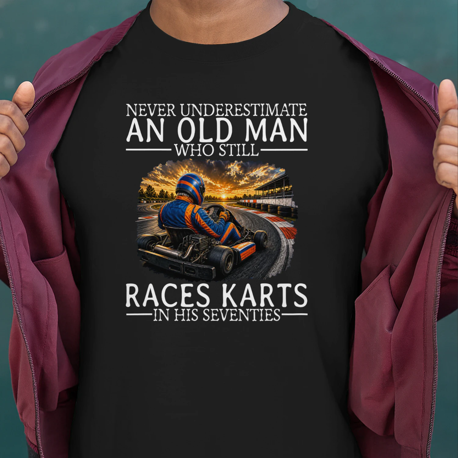 Never underestimate an old man who still races karts in his seventies