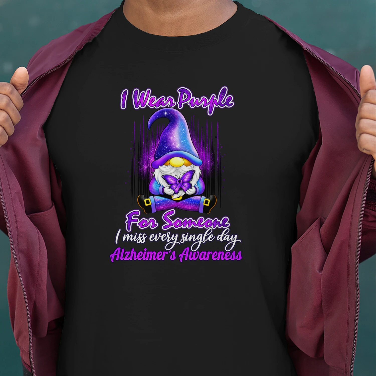Alzheimer's Awareness Products I Wear Purple Ribbon Gnome