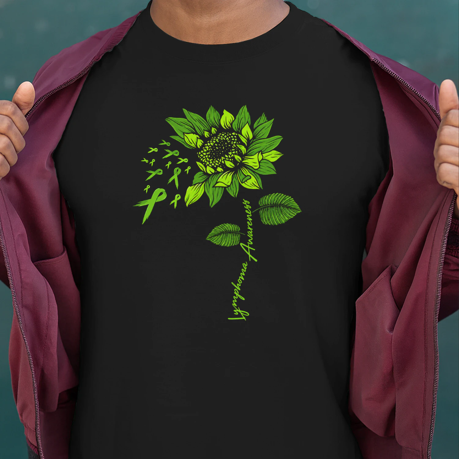 Lymphoma Cancer Awareness Lime Green Ribbon Sunflower Lover