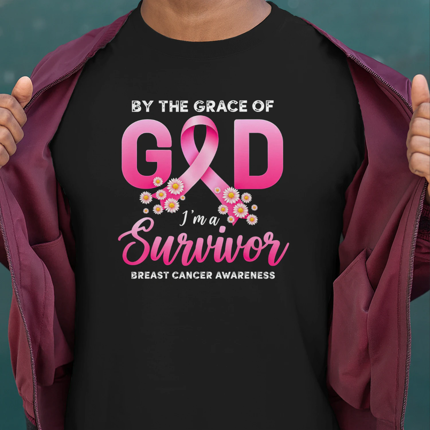 By The Grace of God I'm A Survivor Breast Cancer Awareness