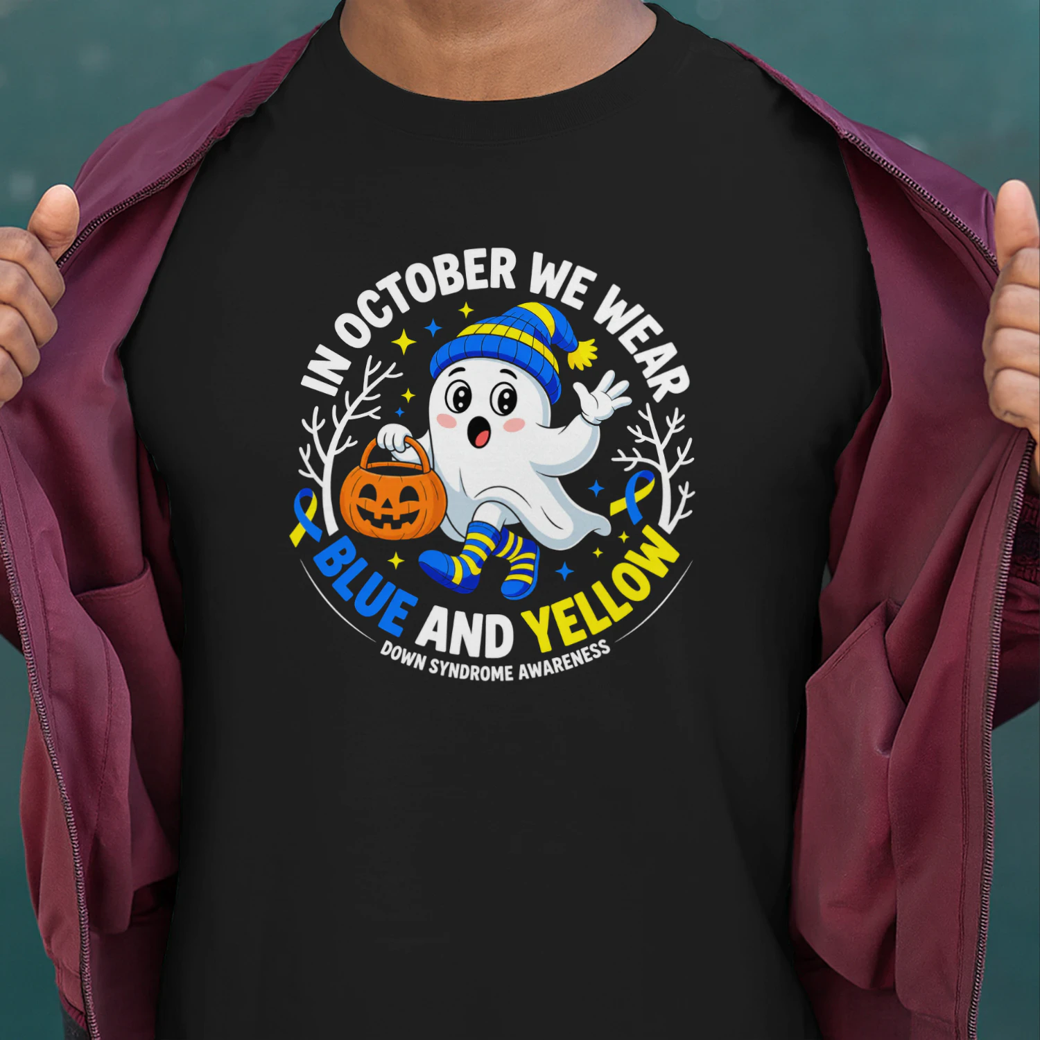 In October We Wear Yellow and Blue Down Syndrome Awareness