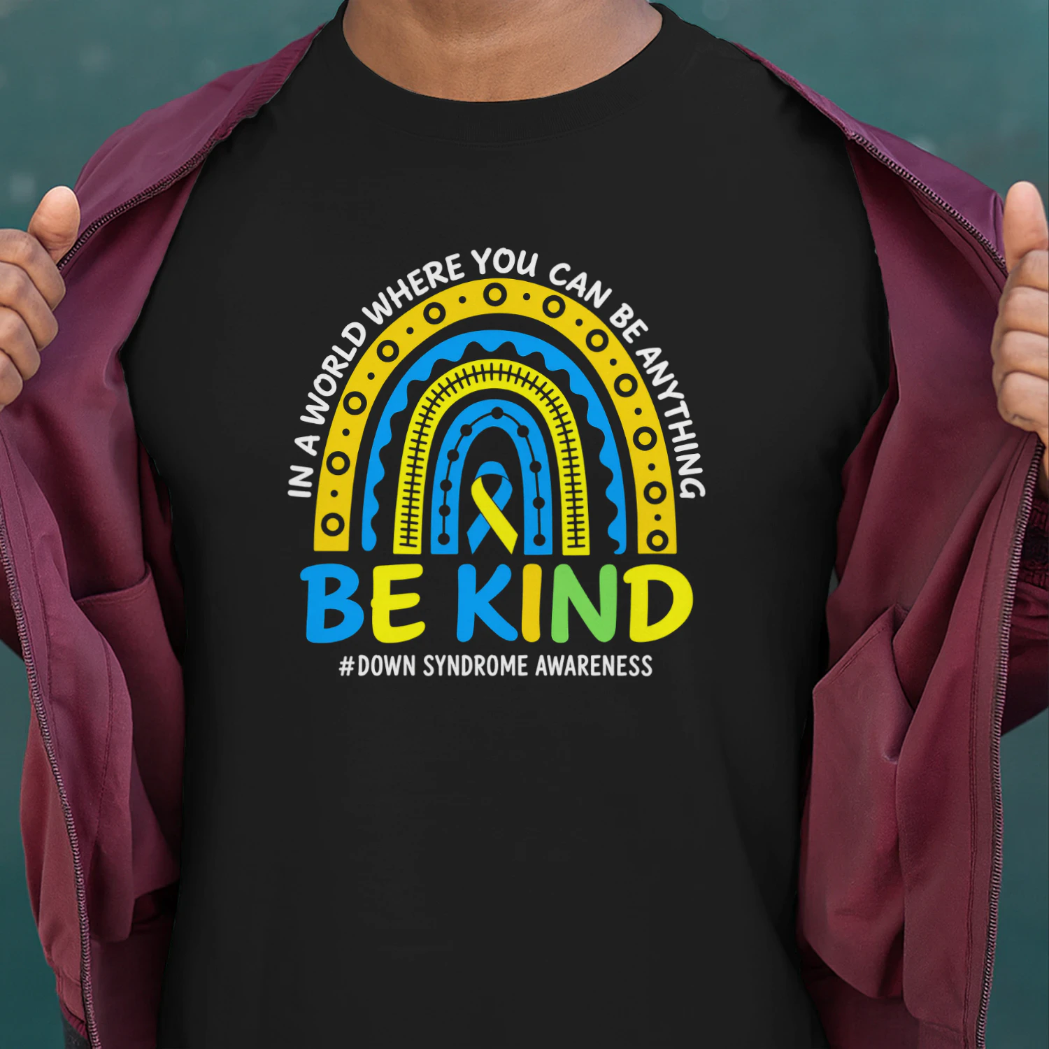 In October We Wear Blue Yellow Kind Down Syndrome Awareness