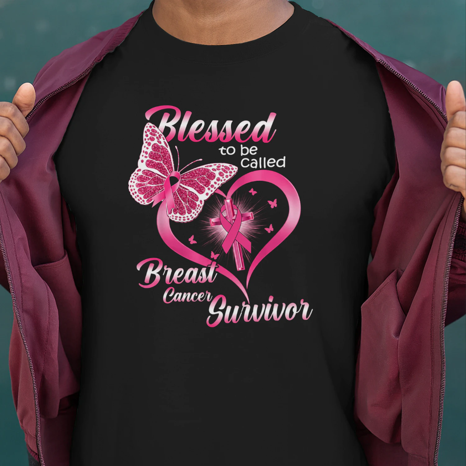 Pink Butterfly Blessed To Be Called Breast Cancer Survivor