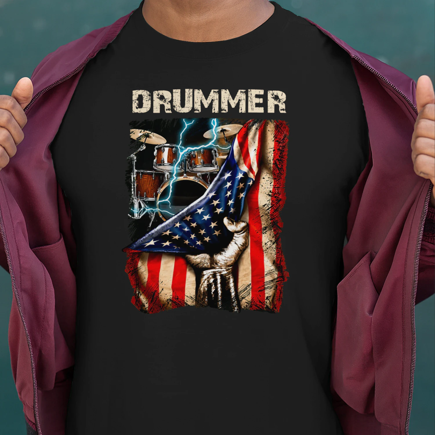 Drummer Patriotic USA Flag