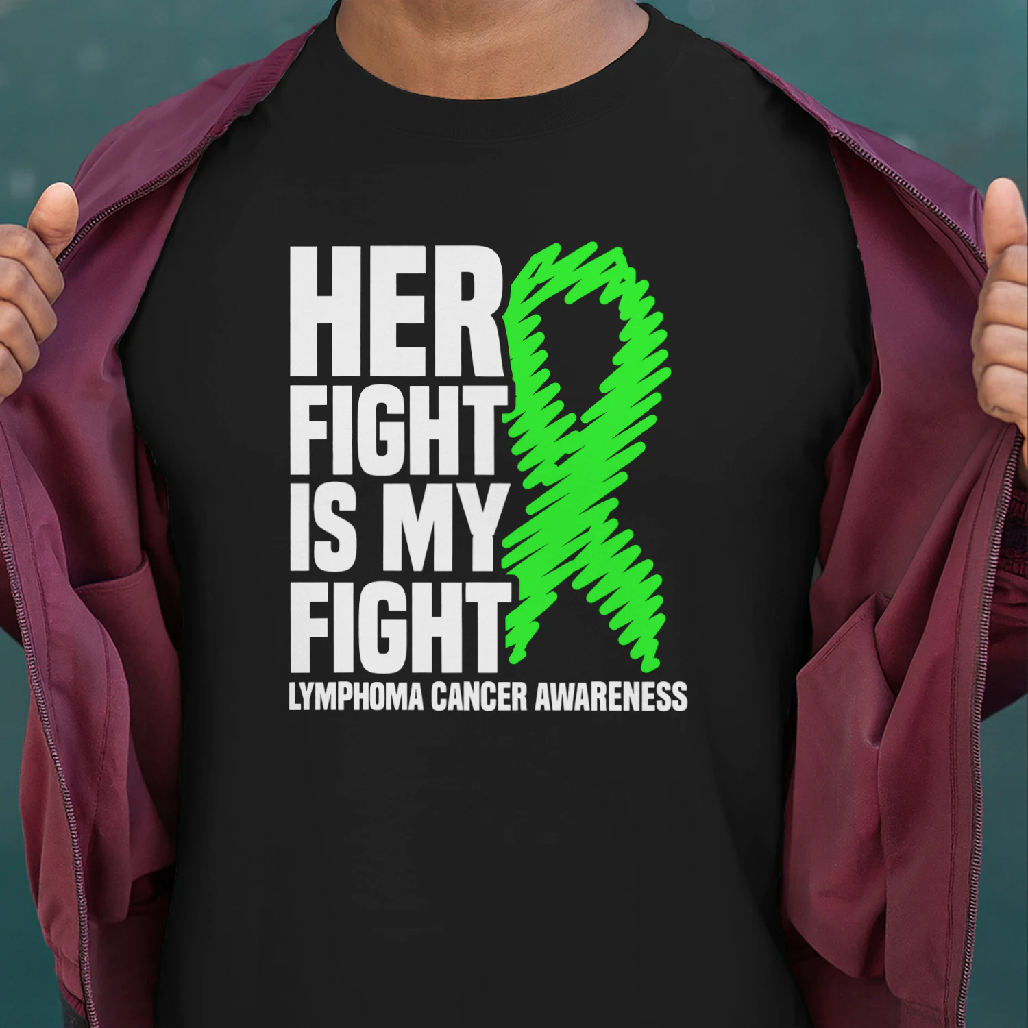 Her Fight My Fight Green Ribbon Lymphoma Cancer Awareness