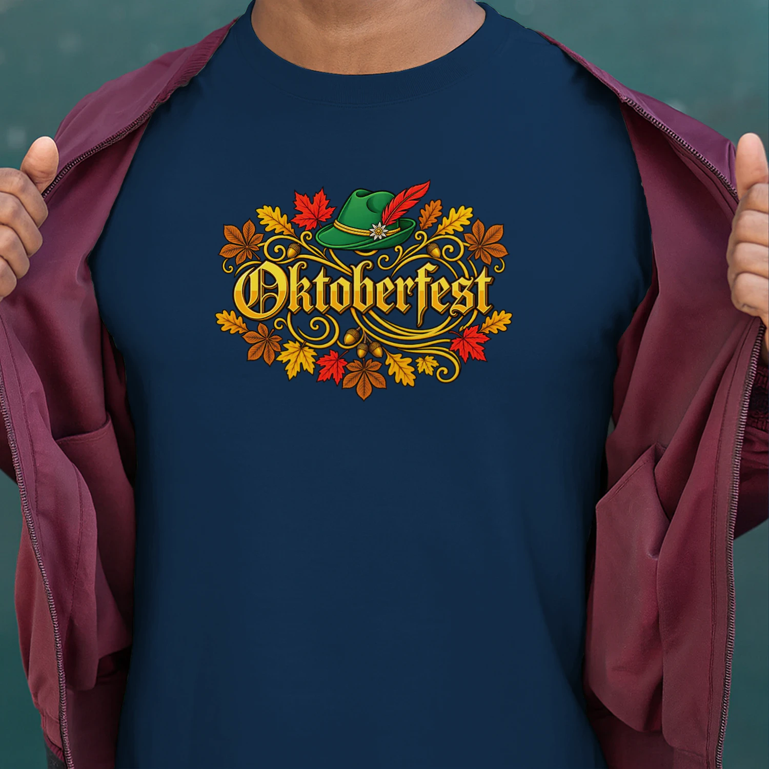 Vintage Oktoberfest Fall Autumn Leaves German