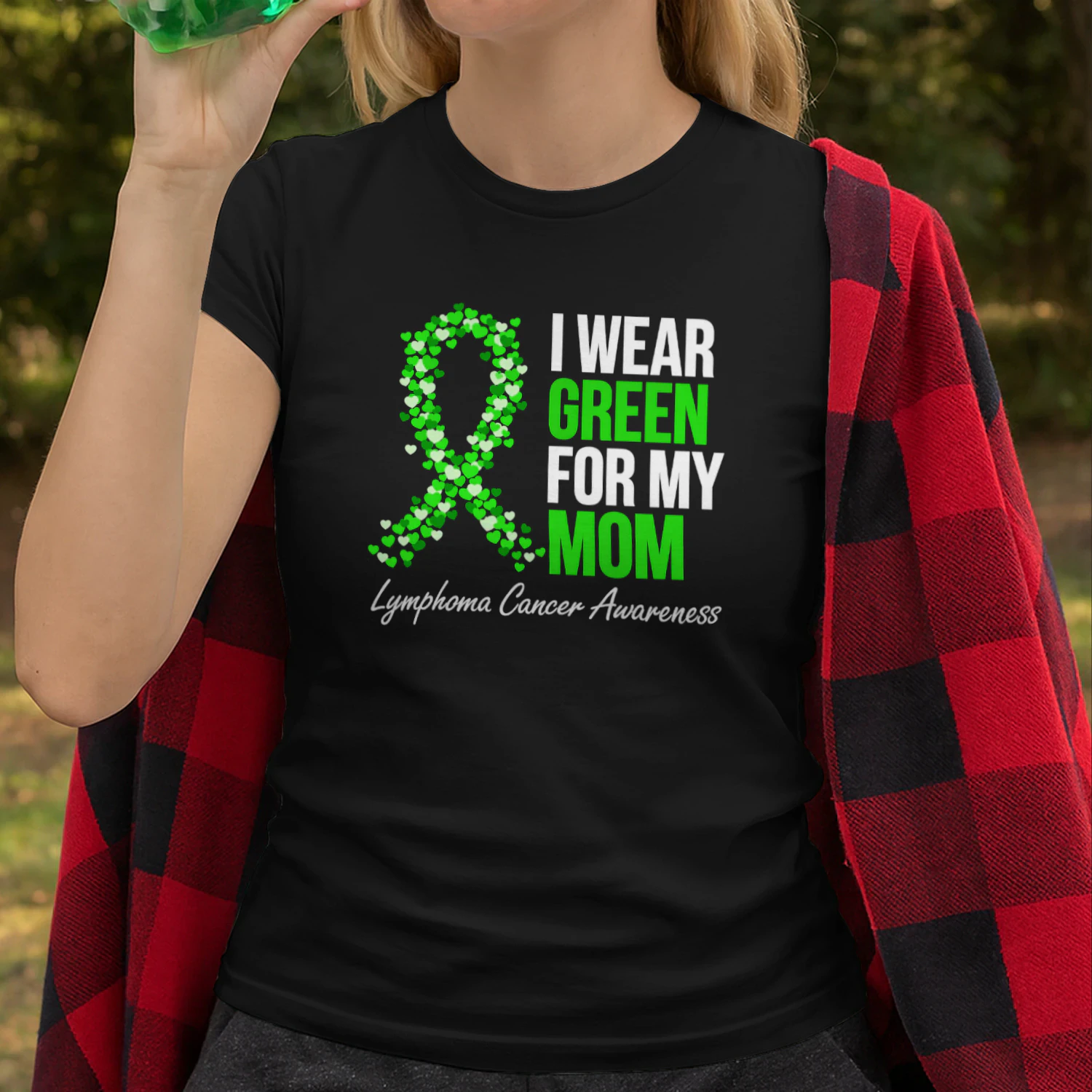 Lymphoma Cancer Ribbon I Wear Green for My Mom Support Squad