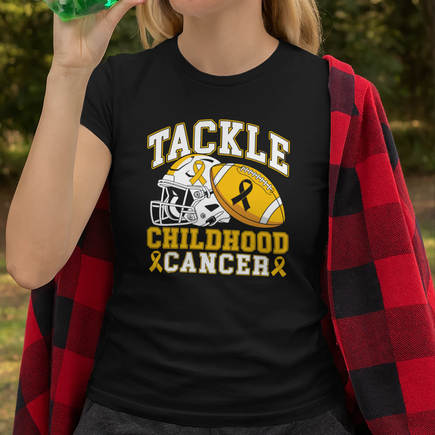 Tackle Childhood Cancer Awareness Football Gold Ribbon