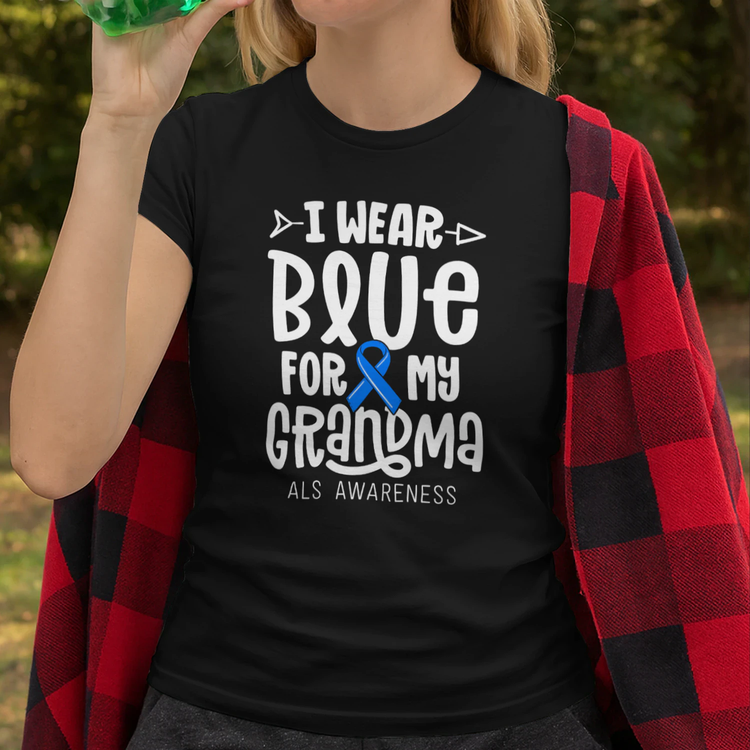 Blue Ribbon For Grandma Disease ALS Awareness Family Cure