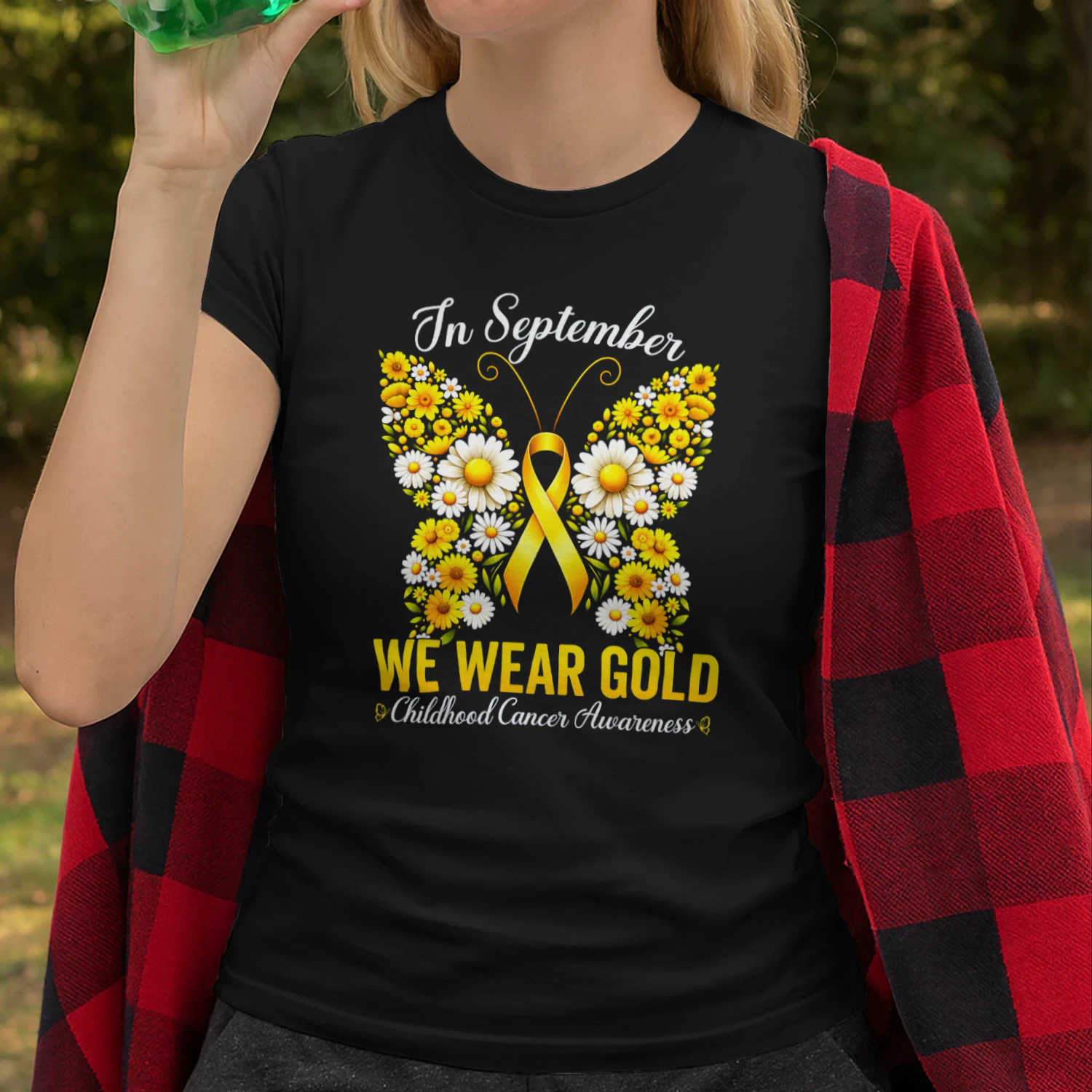 Retro I Wear Gold for Childhood Cancer Awareness Butterfly