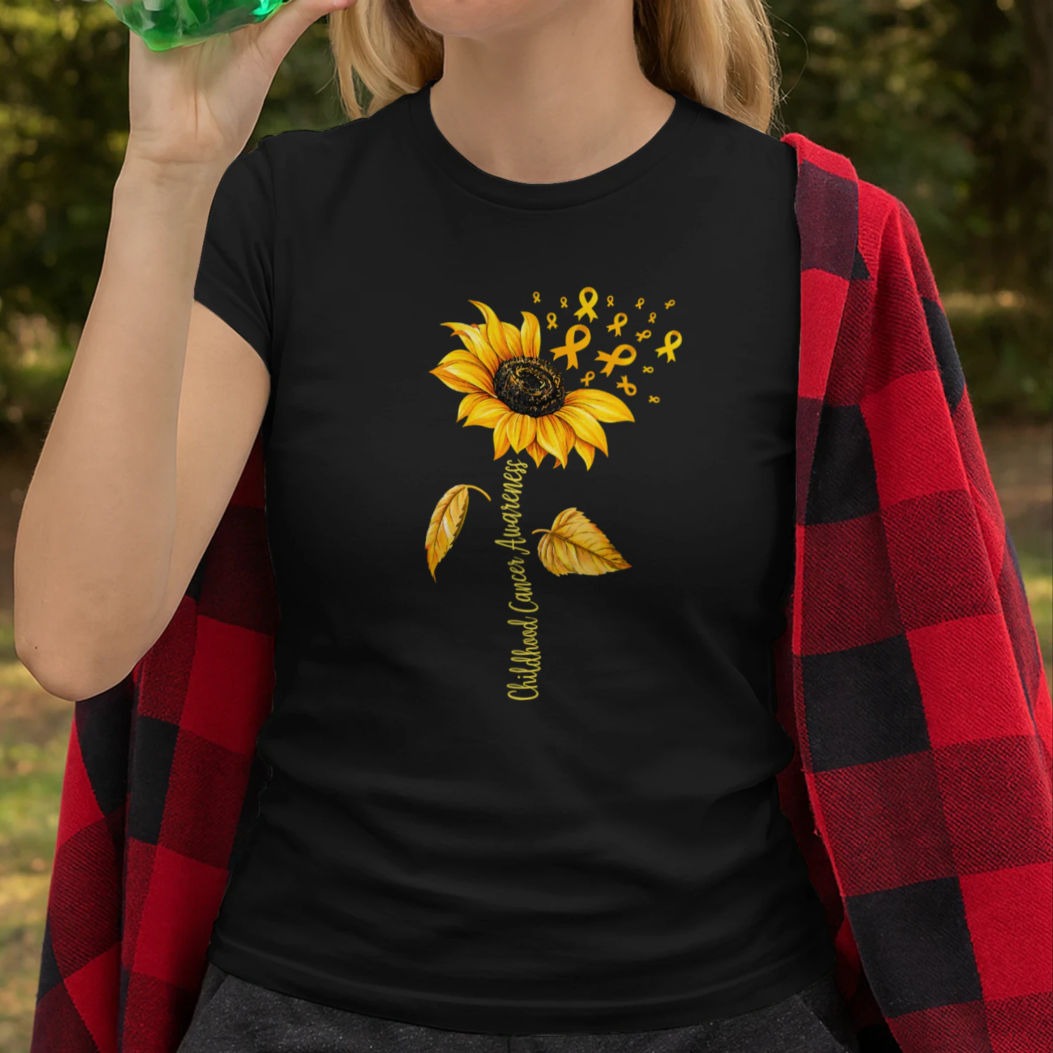 Support Childhood Cancer Awareness Sunflower Gold Ribbon